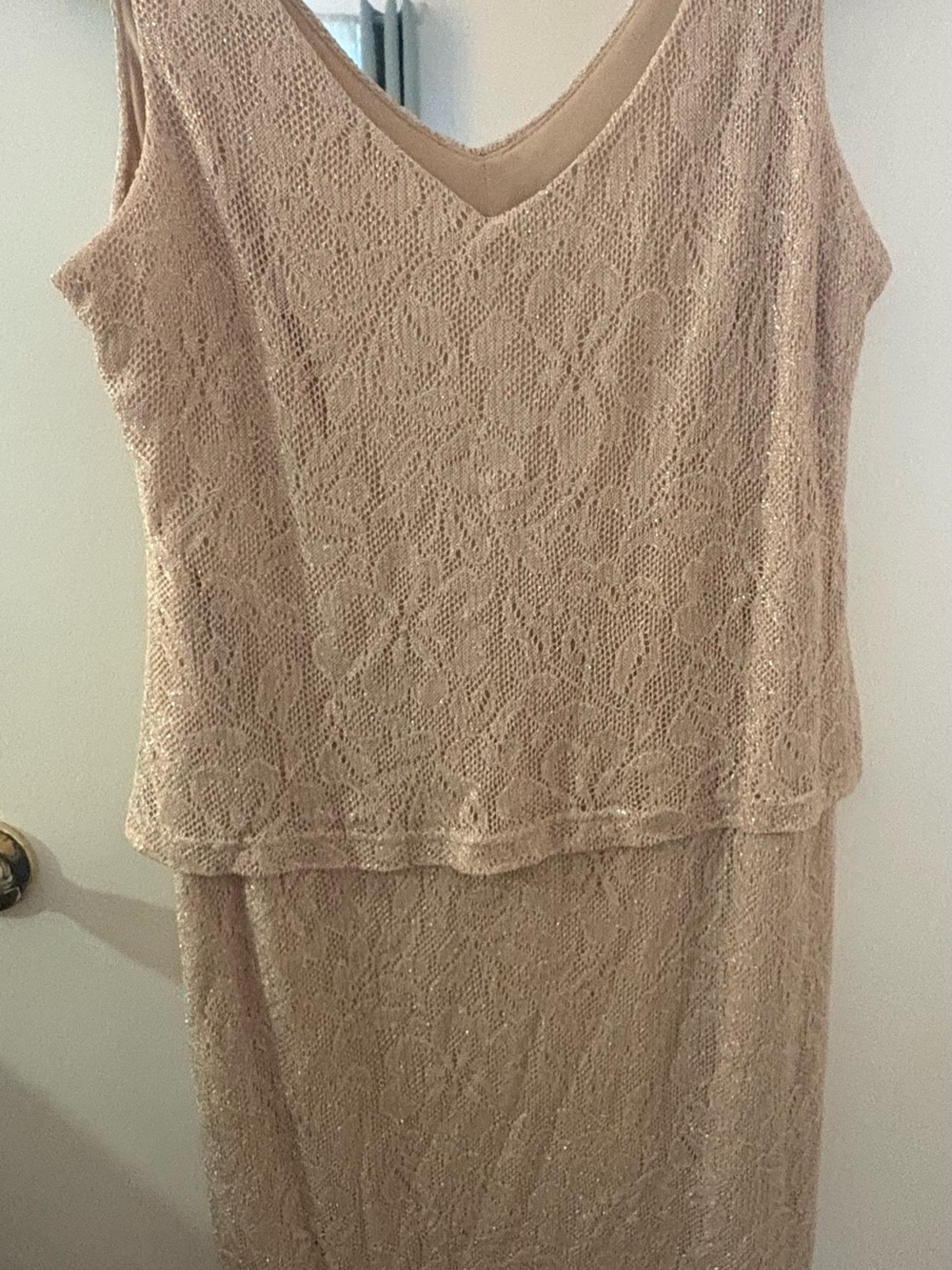 Onyx Nite Sleeveless Lace Midi Dress in Beige